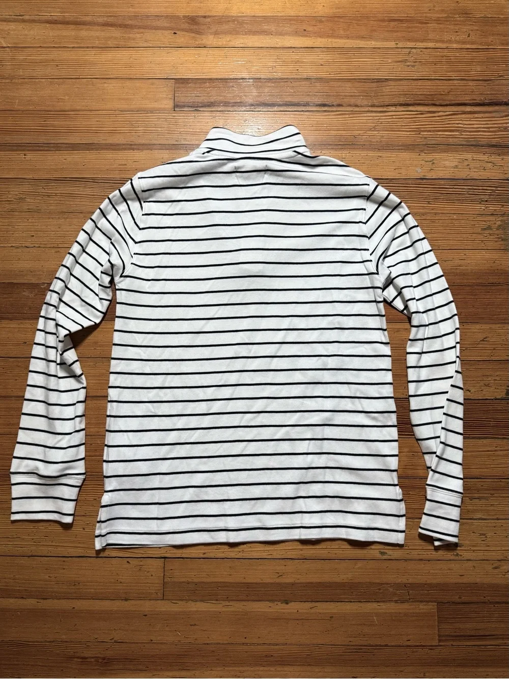 Ralph Lauren White & Black Striped Quarter Zip Pullover NWT Large 14/16